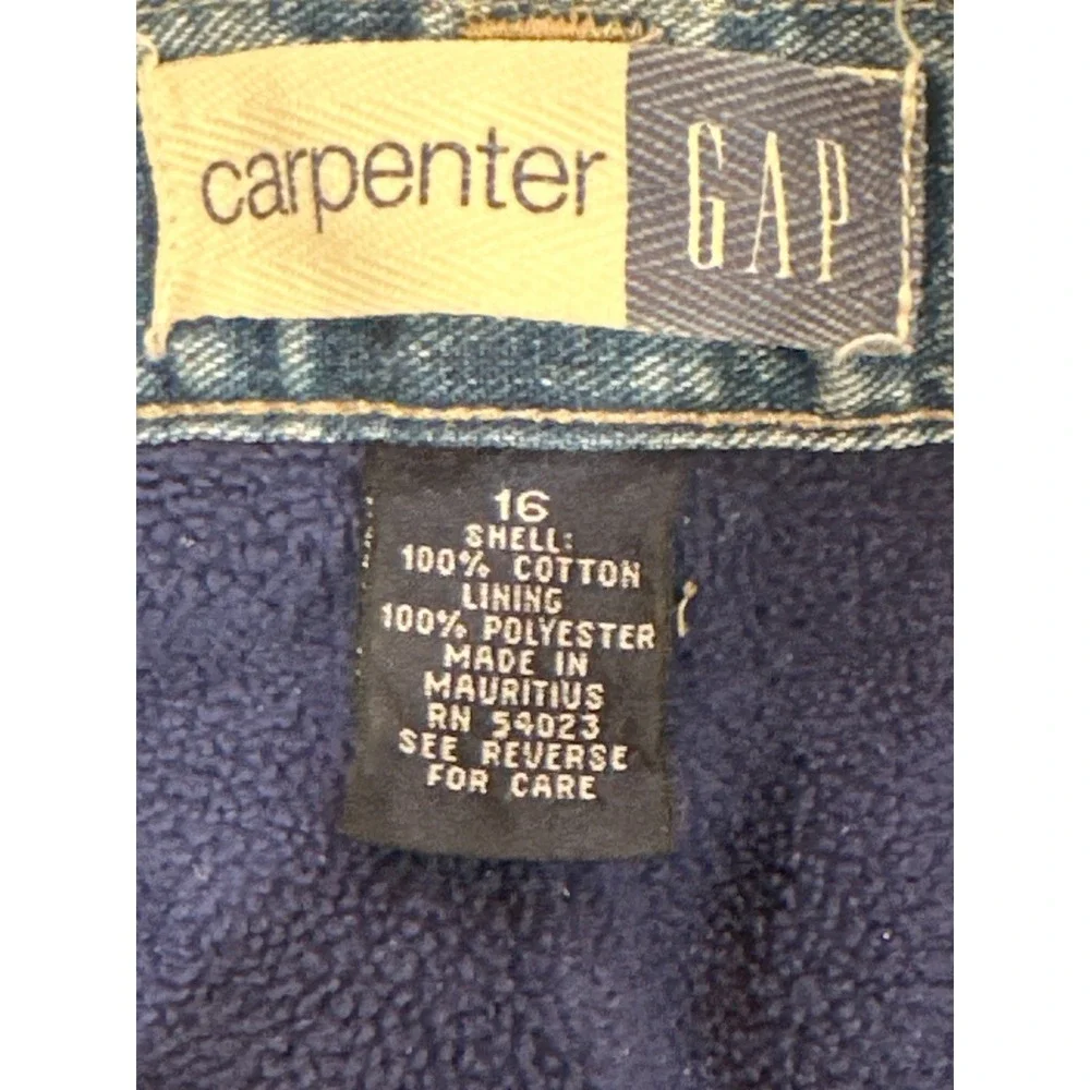 GAP Girls 16 Fleece Lined Carpenter Jeans 27x28 Women XS Y2K 90s Grunge Workwear